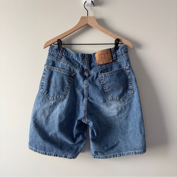 Vintage Levi's 560 Blue Jean Shorts Relaxed Fit 90s zip Button red tab denim 36 - Picture 2 of 14